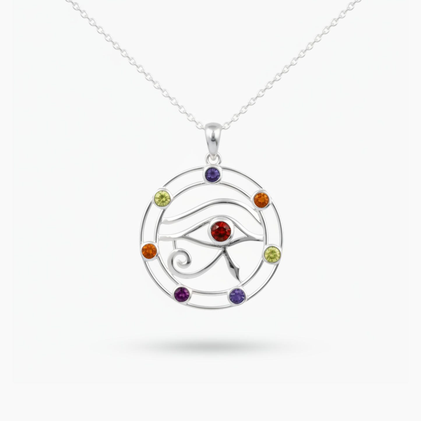 Eye Of Horus Sterling Silver Gemstone Necklace