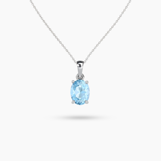 High Quality Blue Topaz Sterling Silver Gemstone Necklace