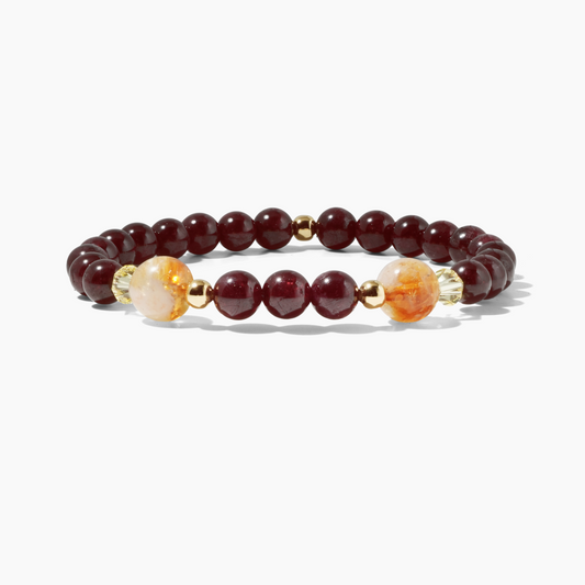 Mega Mill Garnet and Citrine Bracelet With REAL Gold