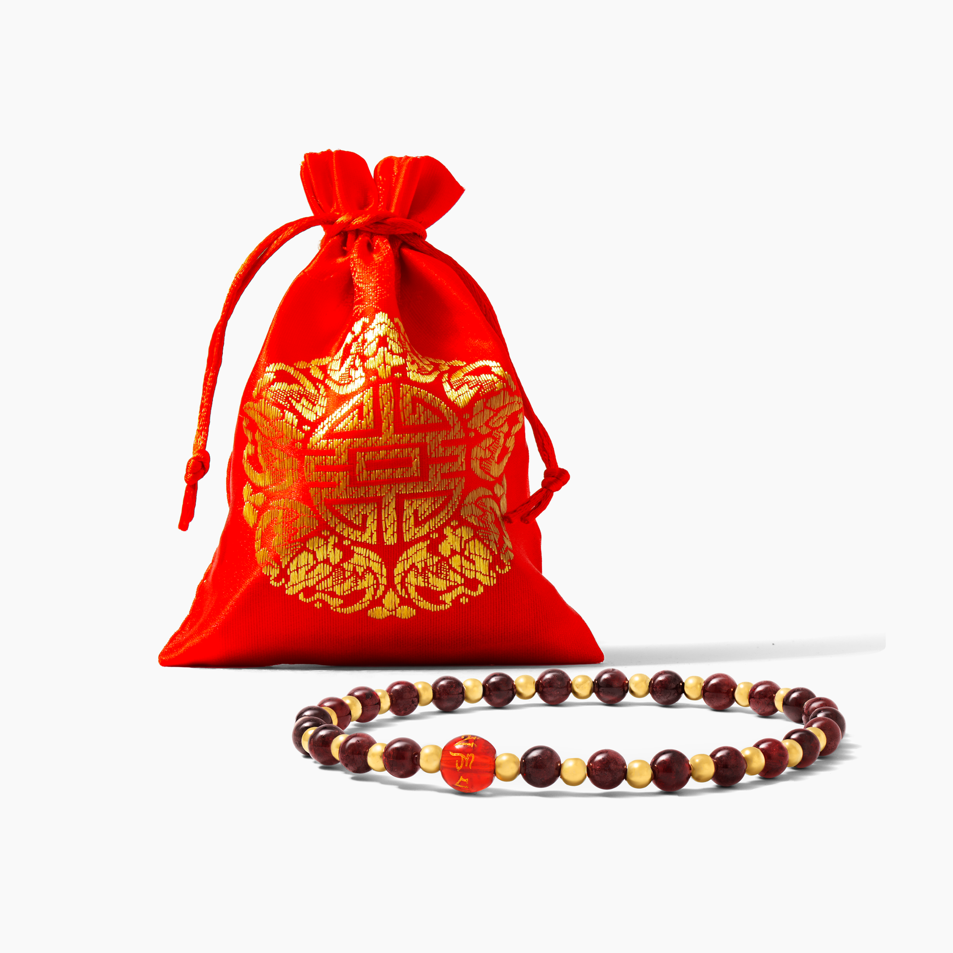 Garnet Bracelet of Fortune 2026 New Year REAL Gold