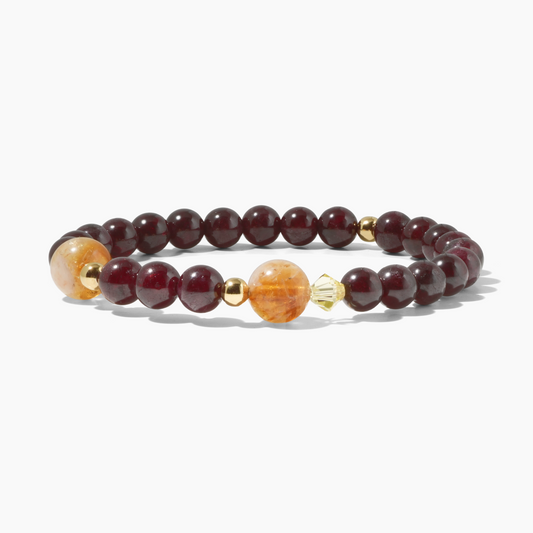 Mega Mill Garnet and Citrine Bracelet With REAL Gold