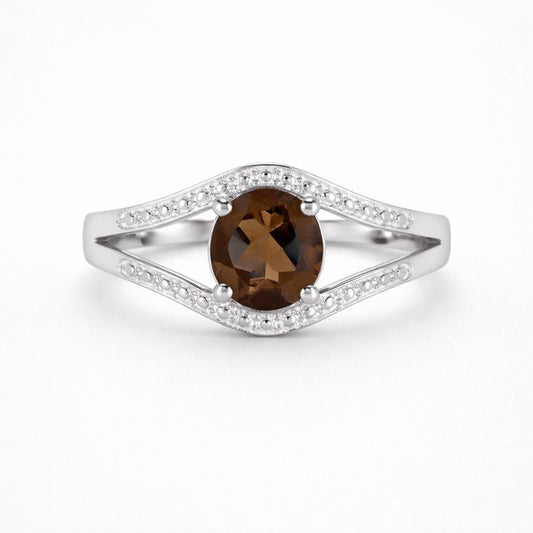 Smoky Quartz Oval Crystal Ring