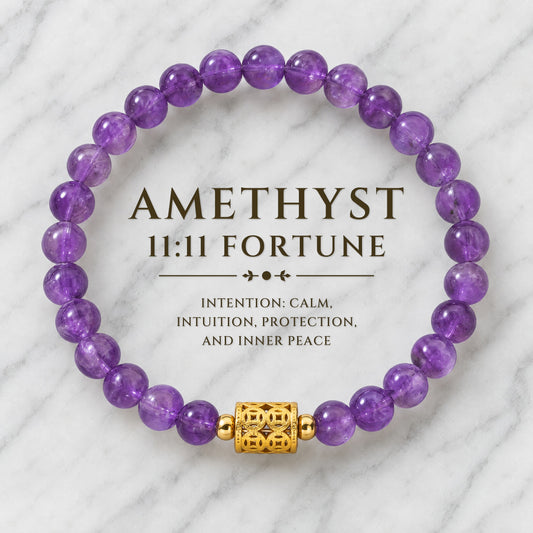 Amethyst 11:11 Fortune Gemstone Bracelet