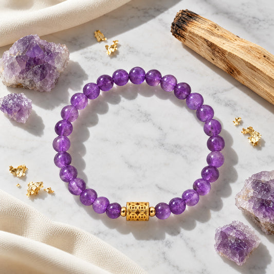 Amethyst 11:11 Fortune Gemstone Bracelet