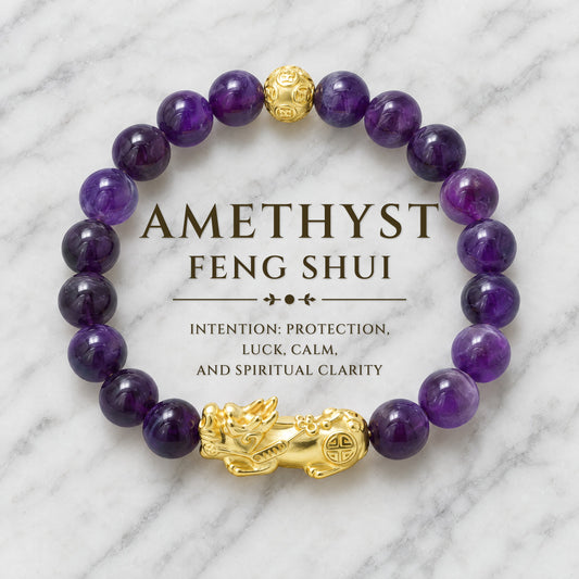 Amethyst Feng Shui Lucky Pixiu Protection & Wealth Bracelet