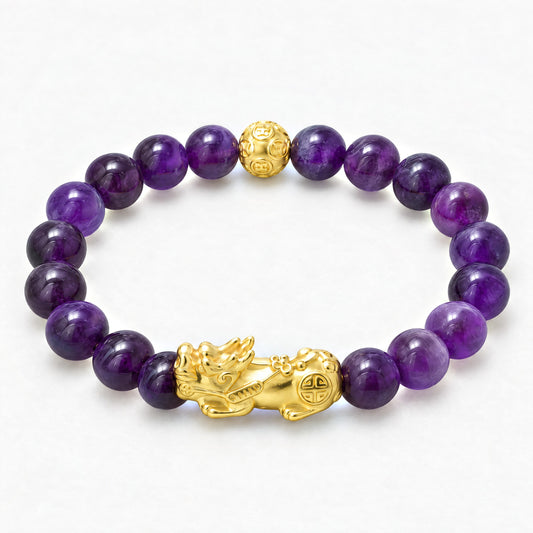 Amethyst Feng Shui Lucky Pixiu Protection & Wealth Bracelet