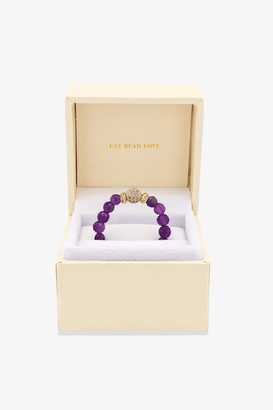 Amethyst Gold Vermeil Stretch Ring - Healing - Eat.Read.Love.