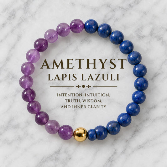 Amethyst & Lapis Lazuli Dual Energy Abundance Crystal Bracelet