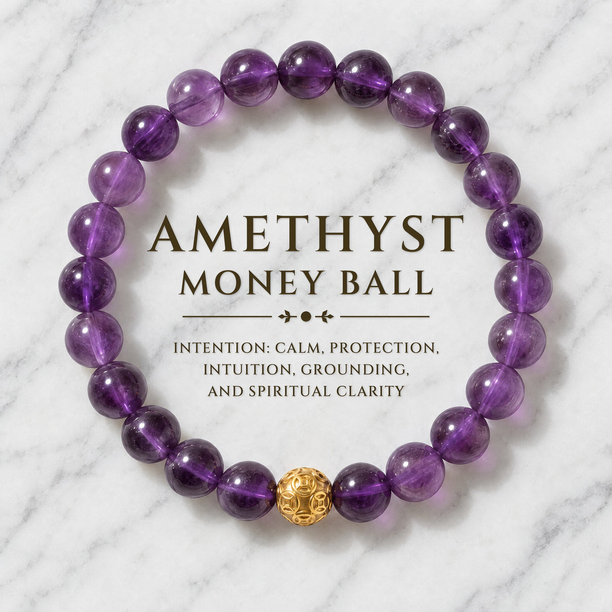 Amethyst Money Ball Grounding Bracelet
