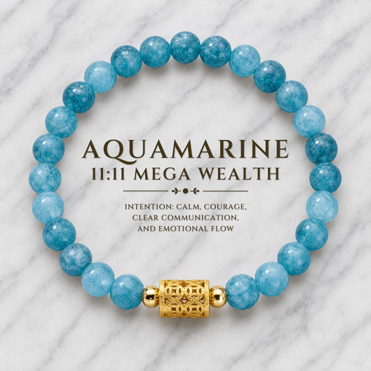 Aquamarine 11:11 Calling in Cash Gemstone Bracelet