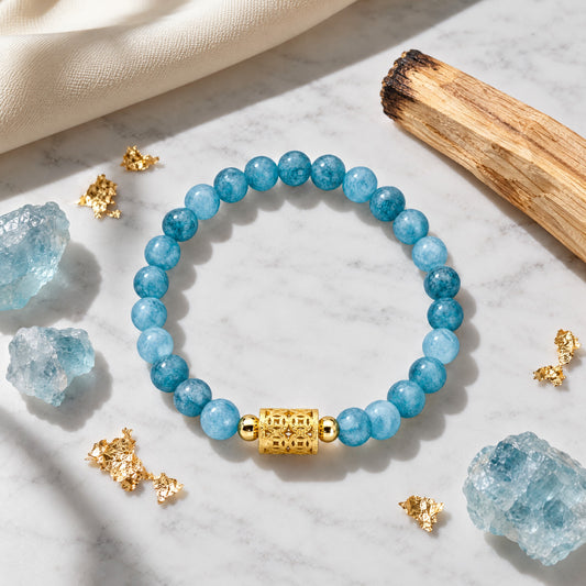 Aquamarine 11:11 Calling in Cash Gemstone Bracelet