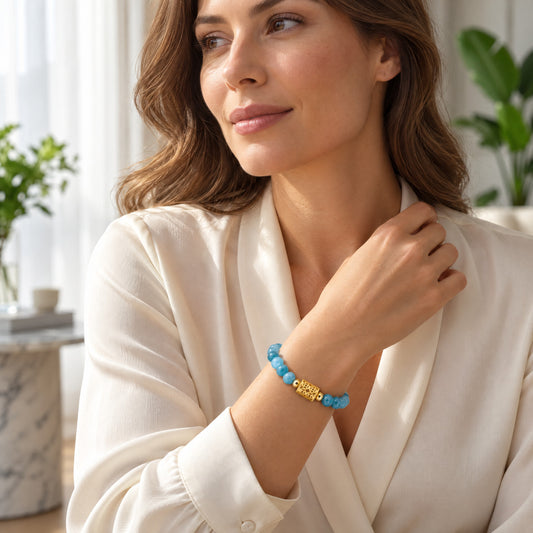 Aquamarine 11:11 Calling in Cash Gemstone Bracelet