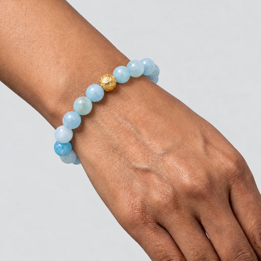 Aquamarine Feng Shui Lucky Pixiu Calm & Wealth Bracelet