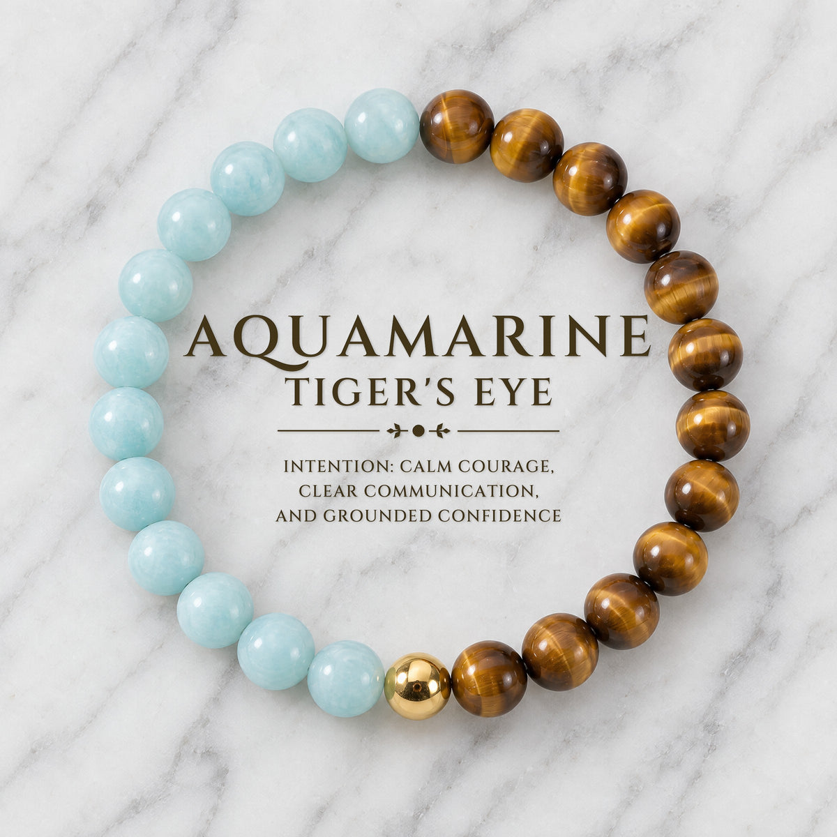 Aquamarine & Tiger's Eye Dual Energy Luck Crystal Bracelet