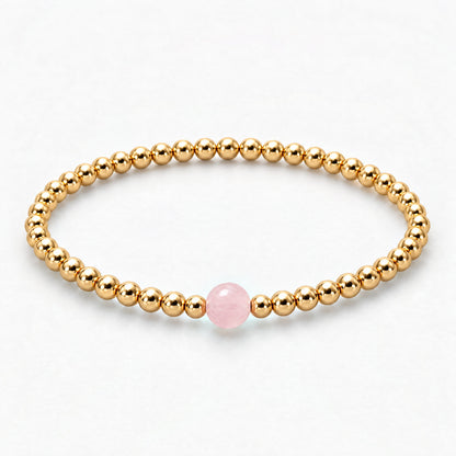 Aquarius Golden Zodiac Rose Quartz 2026 Bracelet REAL Gold