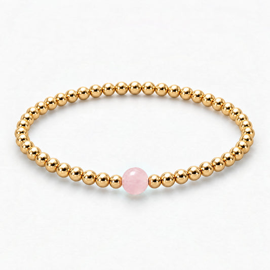 Aquarius Golden Zodiac Rose Quartz 2026 Bracelet REAL Gold