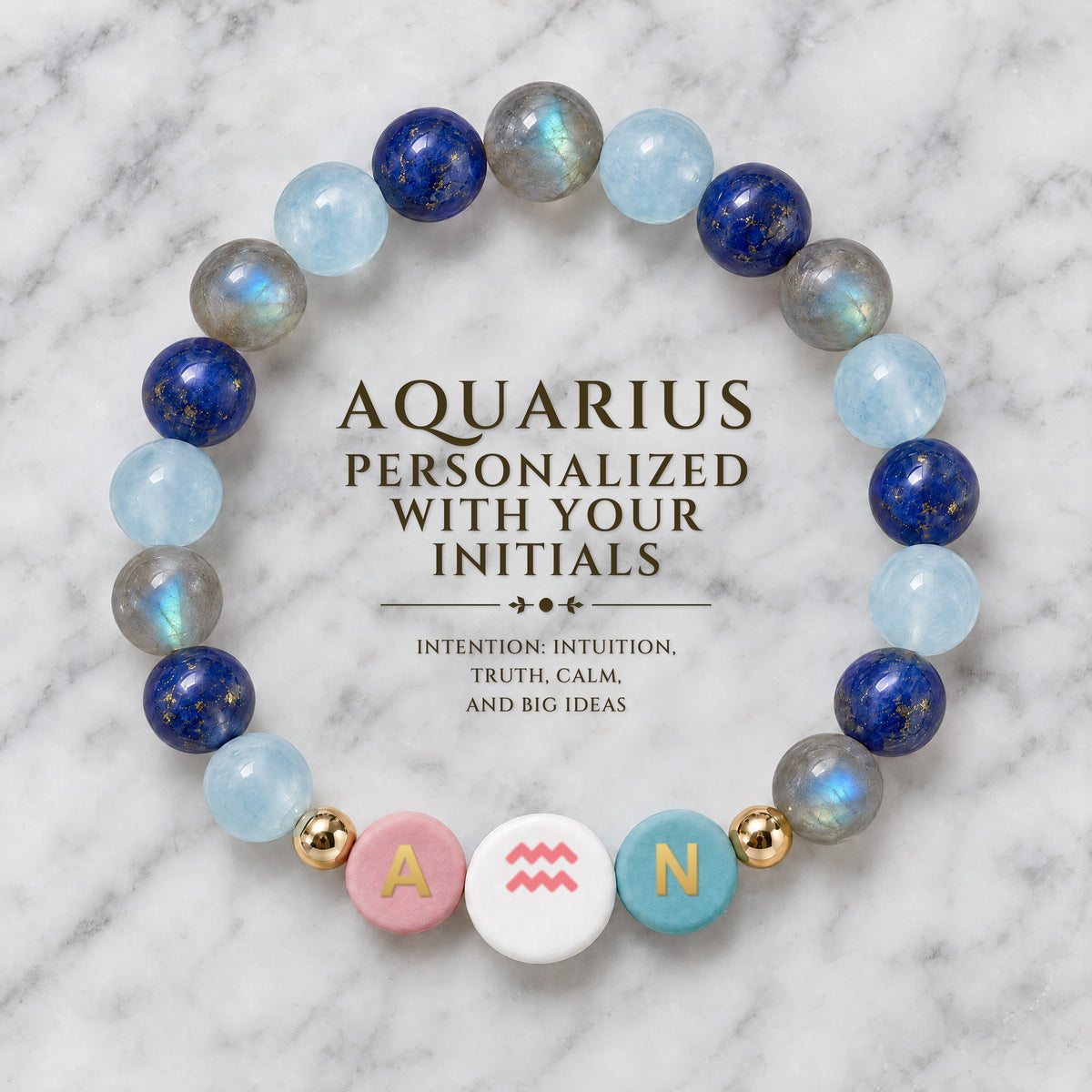 Aquarius Initial Charm Bracelet