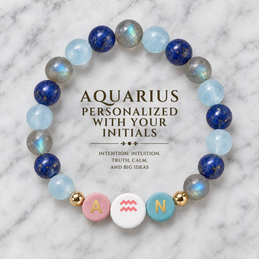 Aquarius Initial Charm Bracelet