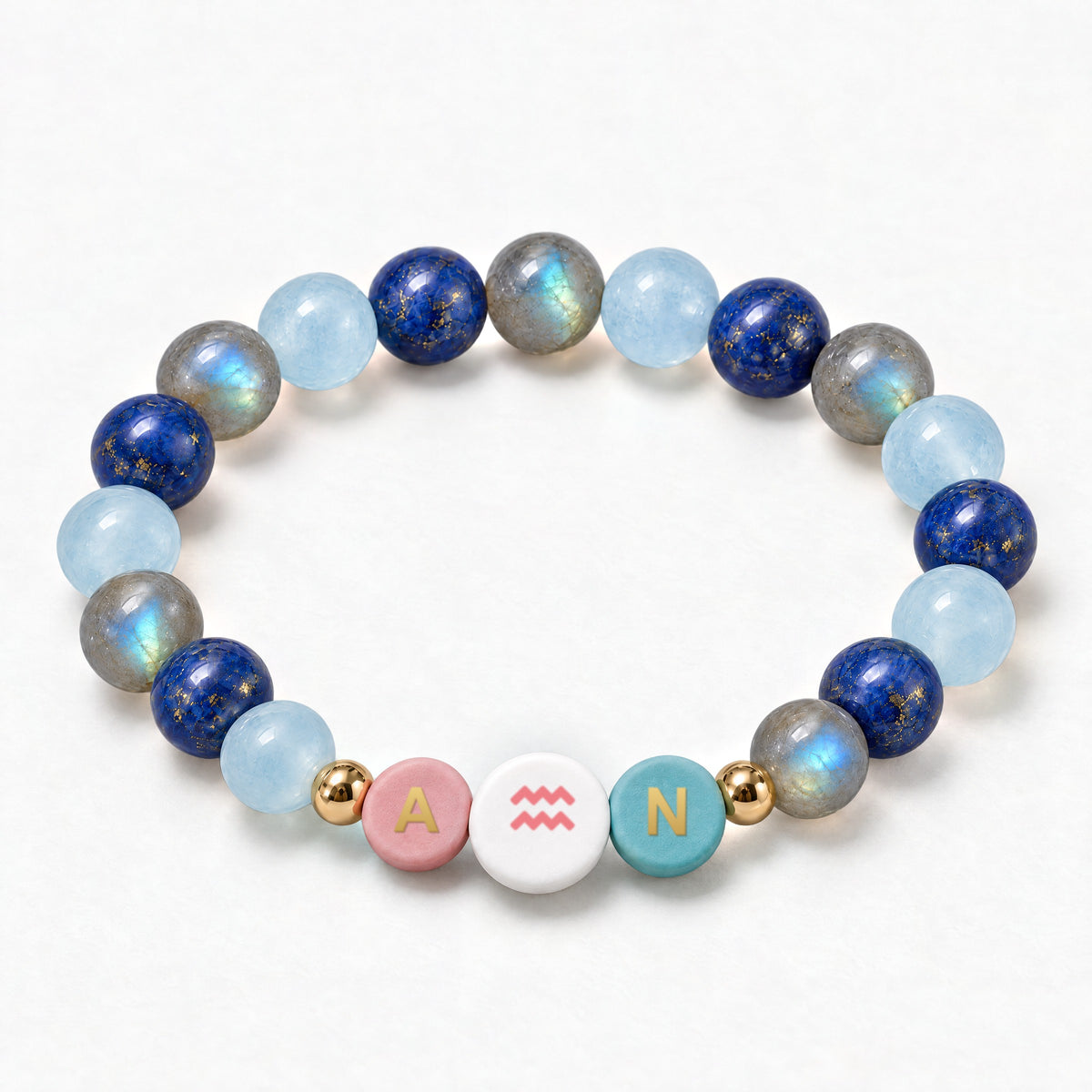 Aquarius Initial Charm Bracelet