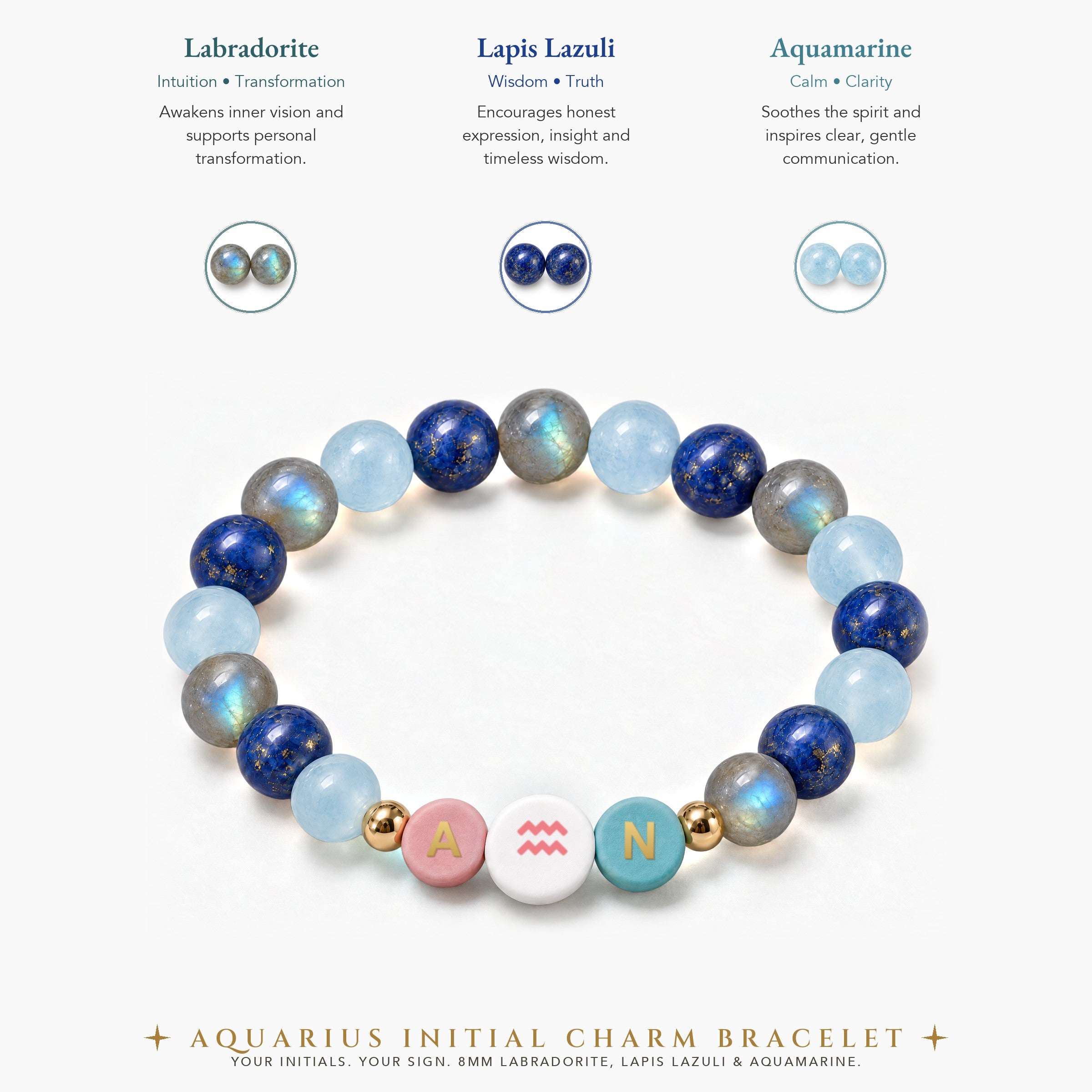 Aquarius Initial Charm Bracelet