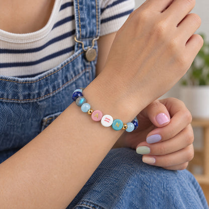 Aquarius Initial Charm Bracelet