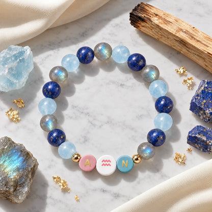 Aquarius Initial Charm Bracelet