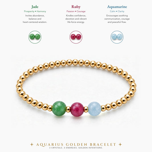 Aquarius Love and Money Golden Bracelet With REAL Gold