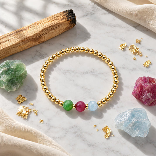 Aquarius Love and Money Golden Bracelet With REAL Gold