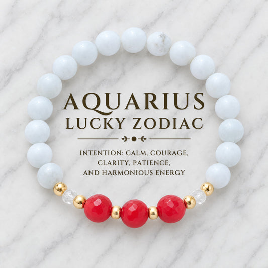 Aquarius Lucky Zodiac Trio Crystal Bracelet