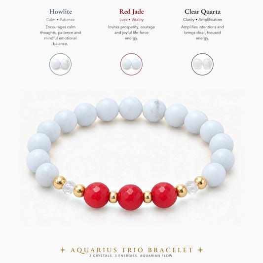 Aquarius Lucky Zodiac Trio Crystal Bracelet
