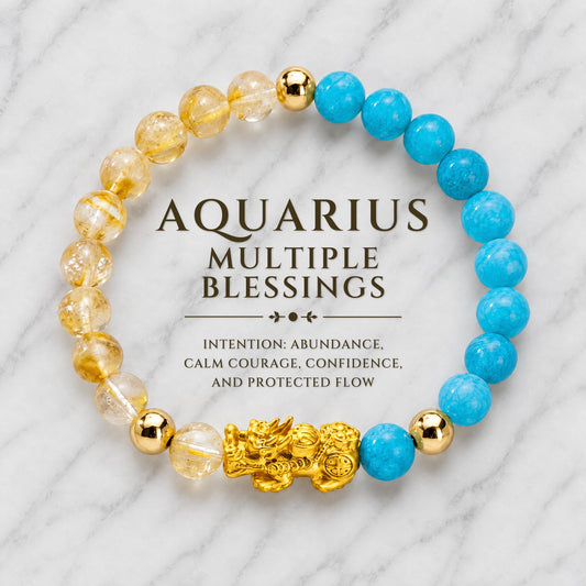 Aquarius Zodiac Feng Shui Pixiu Bracelet
