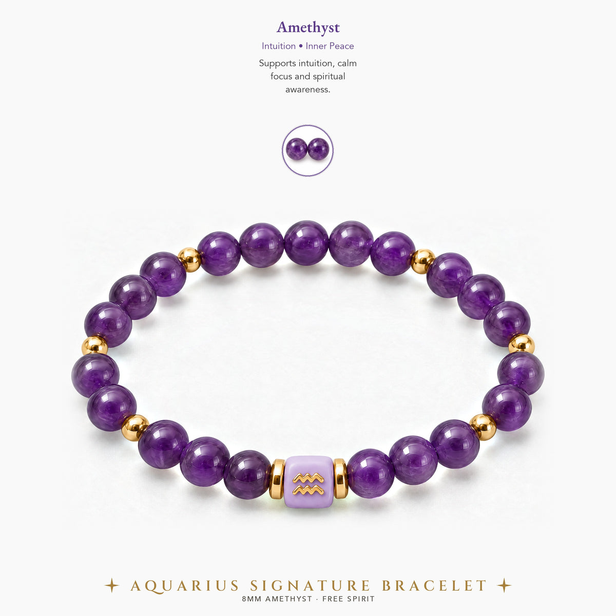 Aquarius Zodiac Signature Bracelet