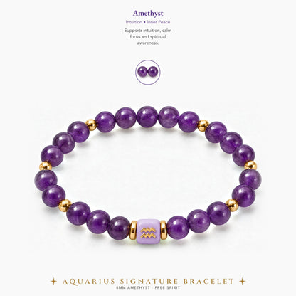 Aquarius Zodiac Signature Bracelet