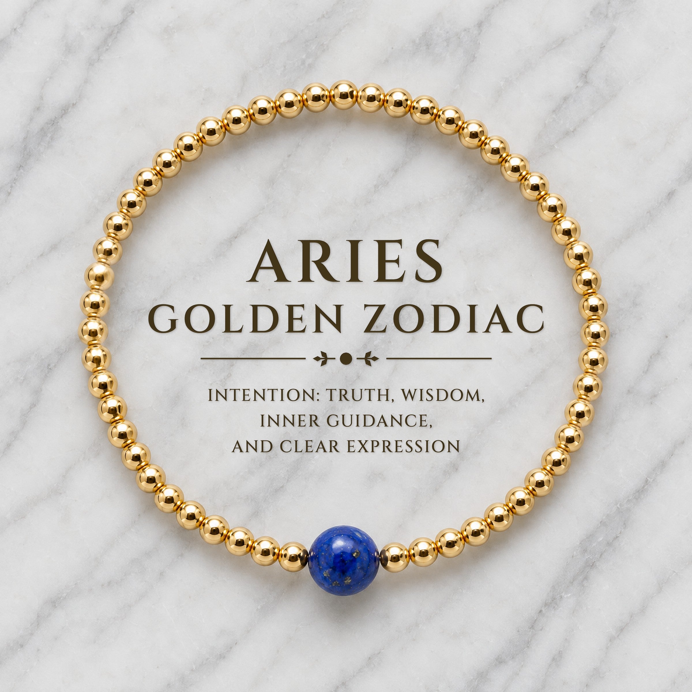 Aries Golden Zodiac Lapis Lazuli 2026 Bracelet REAL Gold