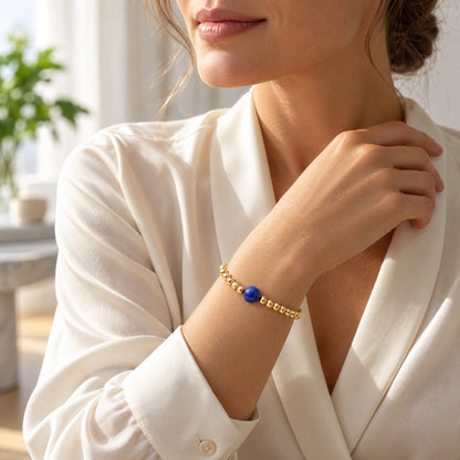 Aries Golden Zodiac Lapis Lazuli 2026 Bracelet REAL Gold