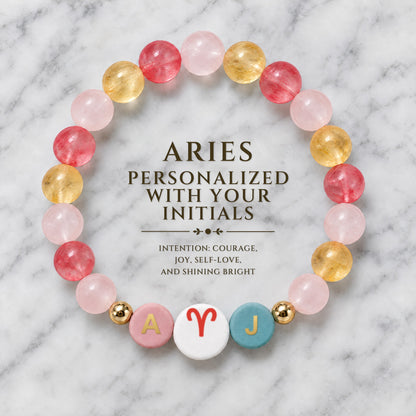 Aries Initial Charm Bracelet