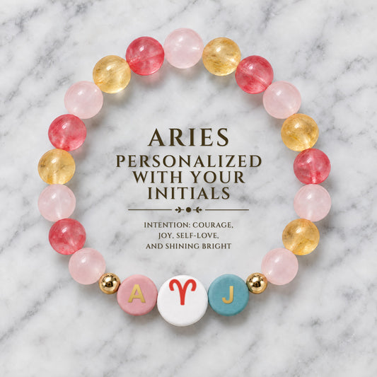 Aries Initial Charm Bracelet