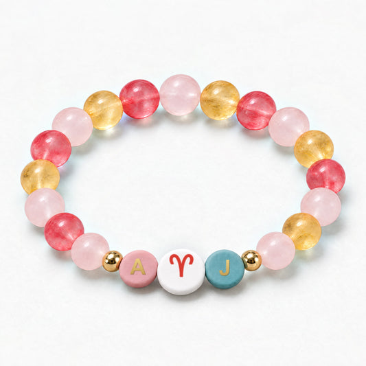 Aries Initial Charm Bracelet