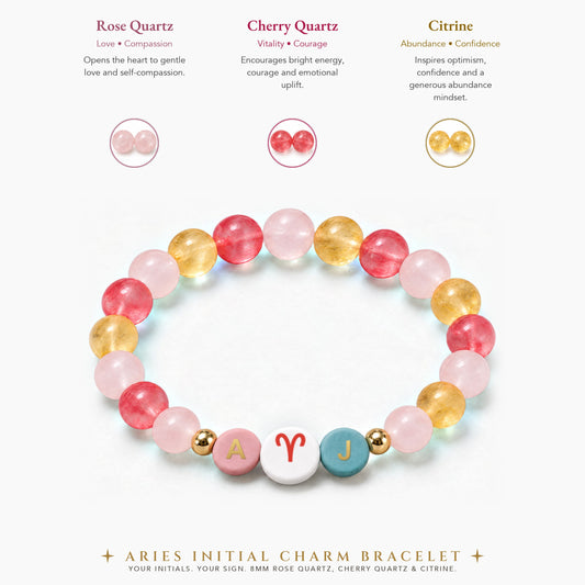 Aries Initial Charm Bracelet