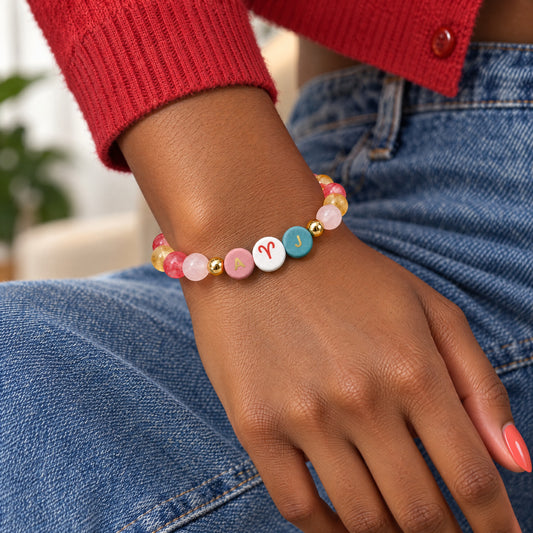 Aries Initial Charm Bracelet