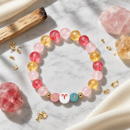 Aries Initial Charm Bracelet