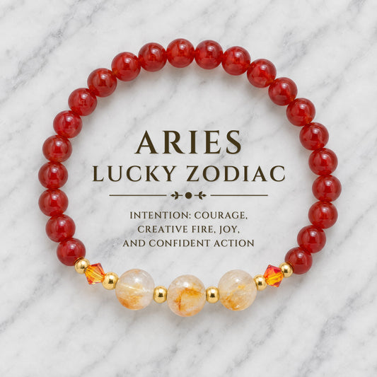 Aries Lucky Zodiac Trio Crystal Bracelet
