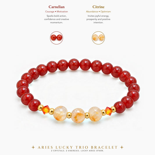 Aries Lucky Zodiac Trio Crystal Bracelet