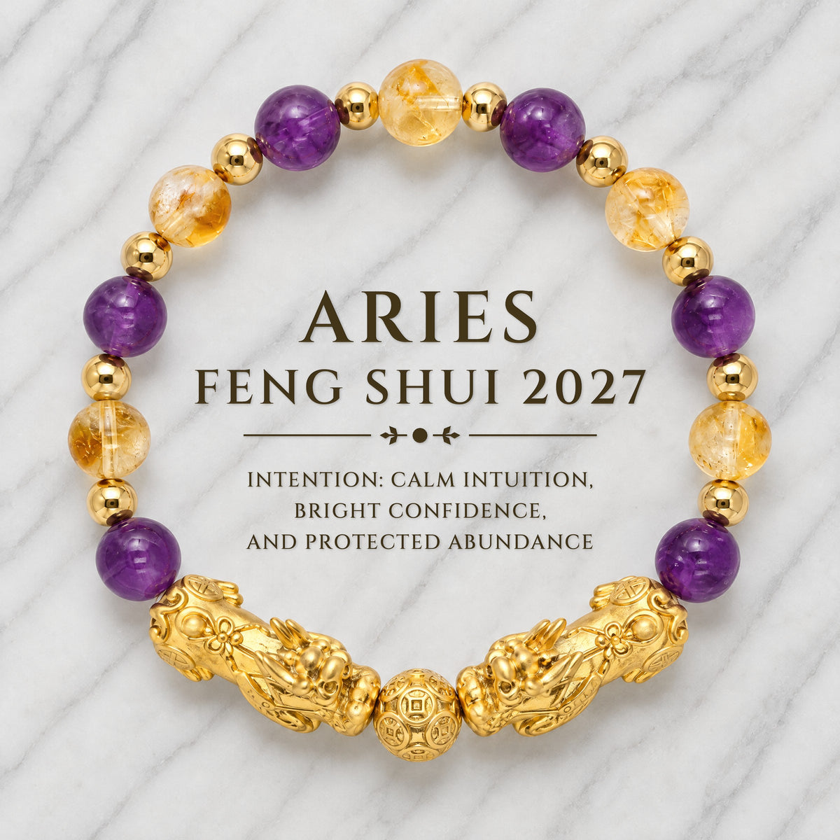 Aries Zodiac Feng Shui Double Pixiu Bracelet
