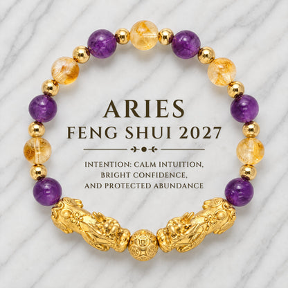 Aries Zodiac Feng Shui Double Pixiu Bracelet