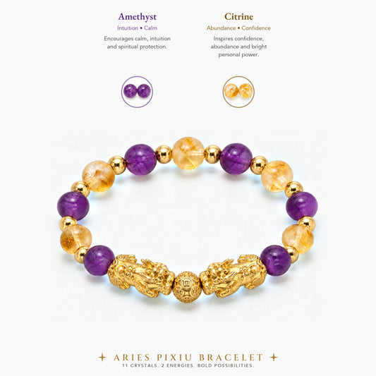 Aries Zodiac Feng Shui Double Pixiu Bracelet