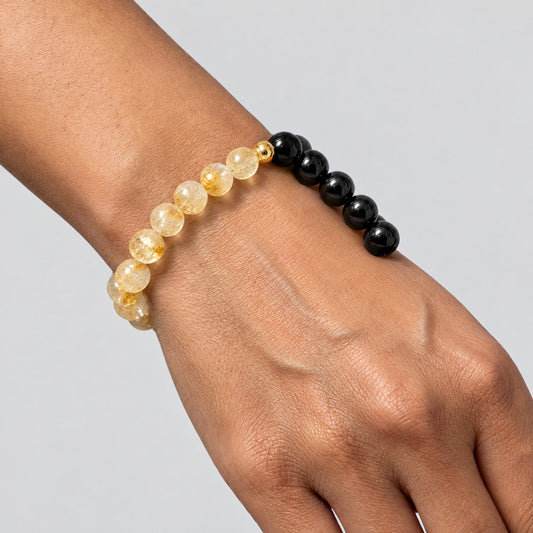 Black Obsidian and Citrine Eclipse 18k Pixiu Bracelet - Protection