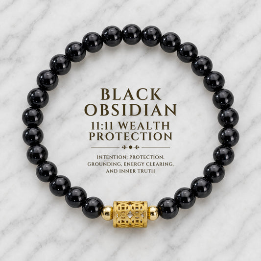 Black Obsidian Money Gate 11:11 Gemstone Bracelet