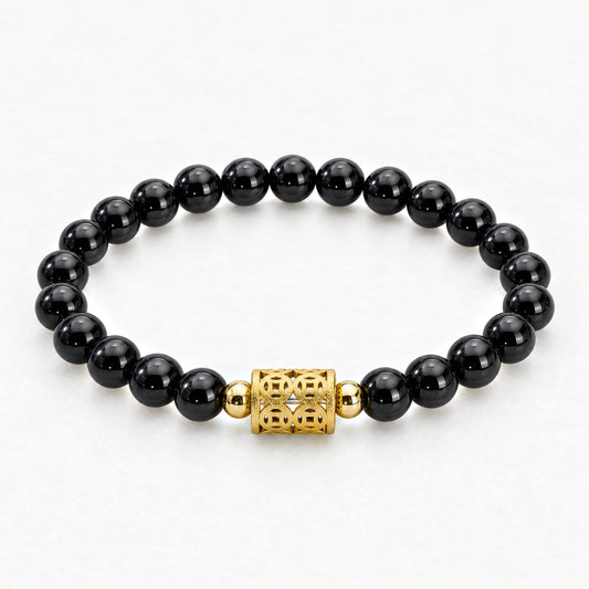 Black Obsidian Money Gate 11:11 Gemstone Bracelet
