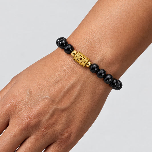 Black Obsidian Money Gate 11:11 Gemstone Bracelet
